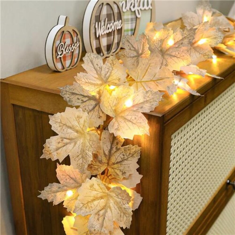 Timer - 2 Pack Fall Decor Fall Garland with Lights Fall Decorations for Home,